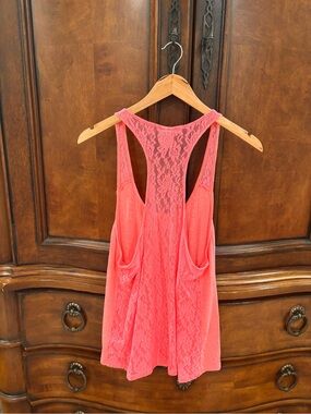 PINK Victoria's Secret Coral Lace Racerback Tank
